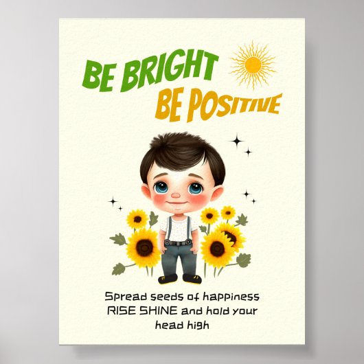 Kleiner Junge mit Sonnenblumen Poster (Vorne)