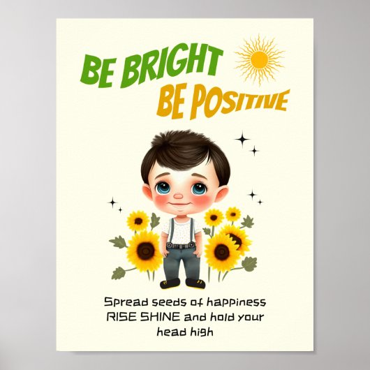 Kleiner Junge mit Sonnenblumen Poster (Vorne)