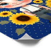 Kleiner Junge mit Sonnenblumen Poster (Ecke)