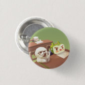 Kleiner Junge mit Welpe, der ein Buch Skateboard J Button (Vorne & Hinten)