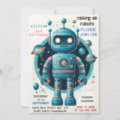 kleiner Junge niedlich Toyomoboter 1. Geburtstag Einladung (Vorderseite)