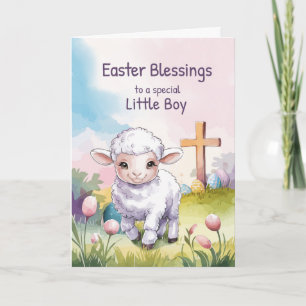 Kleiner Junge Ostergesegnungen Christliches Lamm Karte