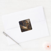 Kleiner Junge spielt sein Trommelchen für Baby in  Quadratischer Aufkleber (Umschlag)