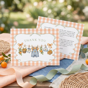 Kleiner Junge Süßer Orange Baby Shower Dankeskarte