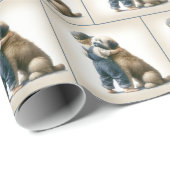 Kleiner Junge umarmt Big Dog Geschenkpapier (Rolleneckpunkt)