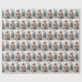 Kleiner Junge umarmt Hund in Wasserfarbe Geschenkpapier (Flach)