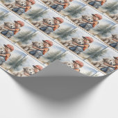 Kleiner Junge umarmt Hund in Wasserfarbe Geschenkpapier (Ecke)