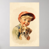 Kleiner Junge und Hund Poster (Vorne)
