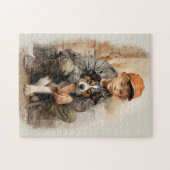 Kleiner Junge und Hund Puzzle (Horizontal)