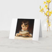 Kleiner Junge zum Frühstück Karte (Gelbe Blume)