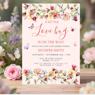 Kleiner Käfer auf dem Weg Garten Rosa Babyparty Einladung
