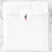Kleiner Kaktus Quadratischer Aufkleber (Tasche)