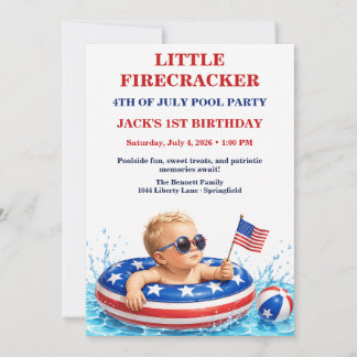 Kleiner Knallfrosch 1. Geburtstag Patriotisch Einladung