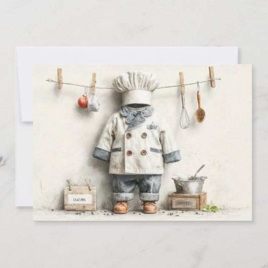 Kleiner Koch 1. Geburtstag Party Einladung (Vorderseite)