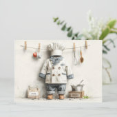 Kleiner Koch 1. Geburtstag Party Einladung (Stehend Vorderseite)