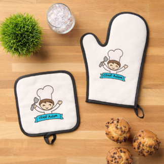 "Kleiner Koch" Kinder-Grafik  Ofenhandschuh & Topflappen-Set