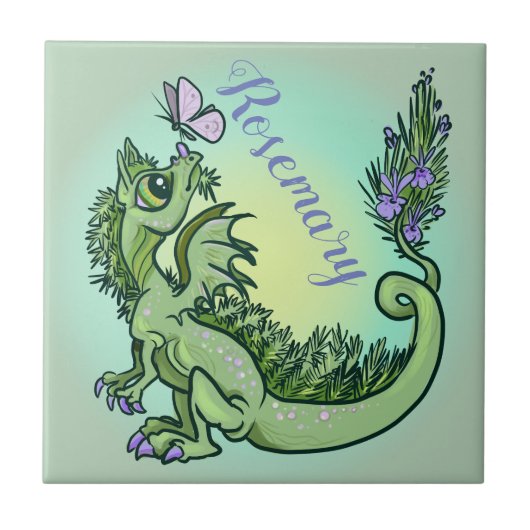 Kleiner Kräuterdrache ~rosemary Fliese (Vorderseite)