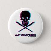 KLEINER KREIS-KNOPF des AJP GRAFIK-SCHÄDEL-3D Button (Vorderseite)