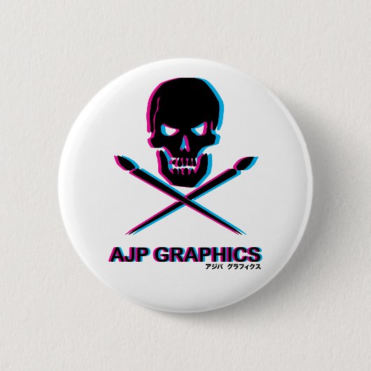 KLEINER KREIS-KNOPF des AJP GRAFIK-SCHÄDEL-3D Button (Vorderseite)