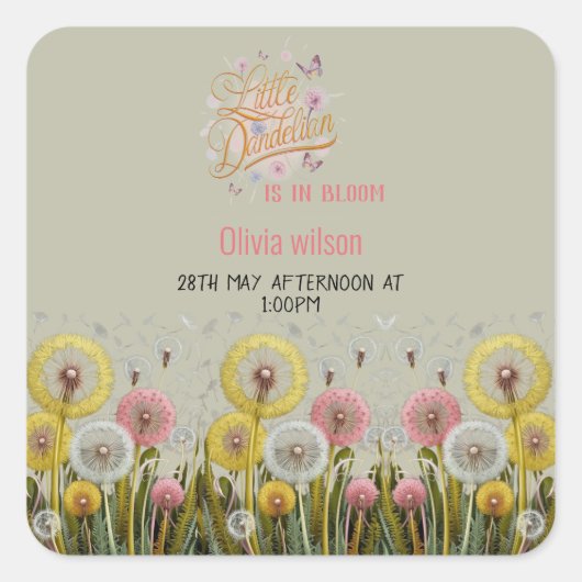 Kleiner Kronleuchter ist in Blütendusche Quadratischer Aufkleber (Vorderseite)