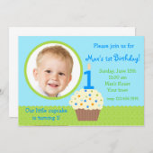 Kleiner Kuchen Boy Foto Geburtstag Einladungen (Vorne/Hinten)