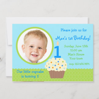 Kleiner Kuchen Boy Foto Geburtstag Einladungen