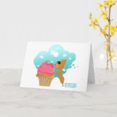 Kleiner Kuchen Frenchie Karte (Gelbe Blume)