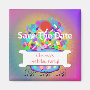 Kleiner Kuchen mit besprüht Save the Date Magnet