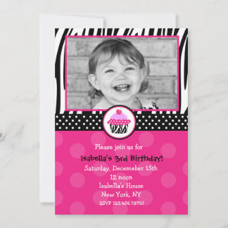 Kleiner Kuchenzebra-Druck-Geburtstags-Party Einladung
