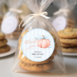 Kleiner Kürbis auf dem Weg Babydusche Danke Runder Aufkleber