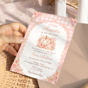 Kleiner Kürbis auf dem Weg Bow Baby Shower Einladung