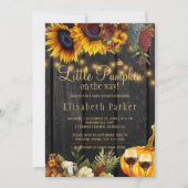 Kleiner Kürbis auf dem Weg fallen rustikale Babydu Einladung (Vorderseite)