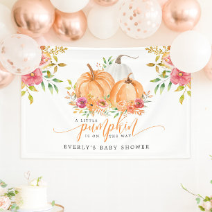 Kleiner Kürbis auf dem Weg Herbst-Blumen-Baby-Part Banner