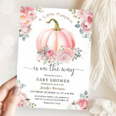 Kleiner Kürbis auf dem Weg Pink Fall Baby Dusche Einladung