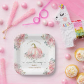 Kleiner Kürbis auf dem Weg Pink Fall Baby Dusche Pappteller (Party)