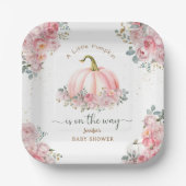 Kleiner Kürbis auf dem Weg Pink Fall Baby Dusche Pappteller (Vorderseite)