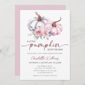 Kleiner Kürbis auf dem Weg Pink Girl Baby Dusche Einladung (Vorne/Hinten)