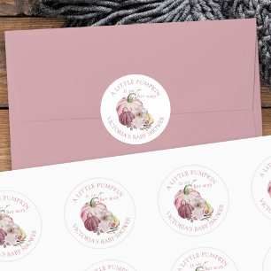Kleiner Kürbis auf dem Weg Rosa Baby Shower Runder Aufkleber