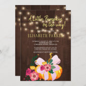 Kleiner Kürbis auf dem Weg rustikale Babydusche Einladung (Vorne/Hinten)