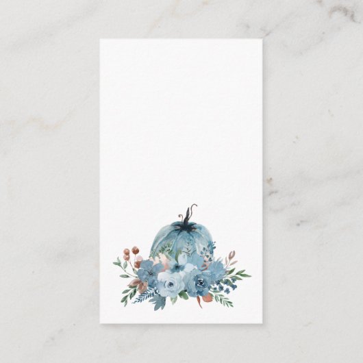 Kleiner Kürbis auf dem Weg zu blauen Büchern für B Begleitkarte (Rückseite)