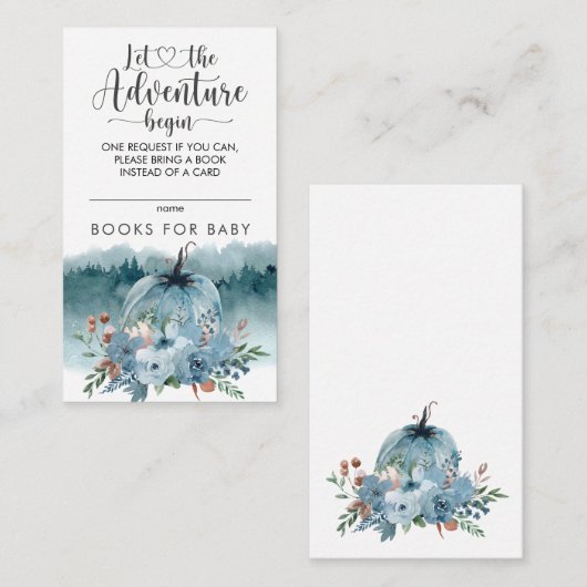 Kleiner Kürbis auf dem Weg zu blauen Büchern für B Begleitkarte (Vorne/Hinten)