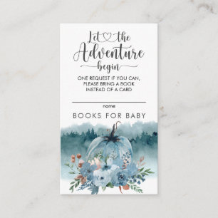 Kleiner Kürbis auf dem Weg zu blauen Büchern für B Begleitkarte