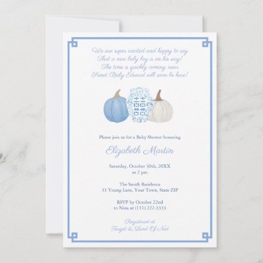 Kleiner Kürbis auf die Art und Weise Gedicht Boy B Einladung (Vorderseite)