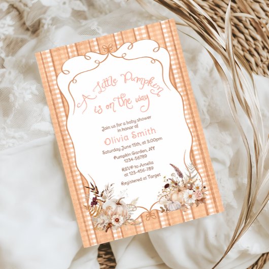 Kleiner Kürbis auf die Babydusche Einladung