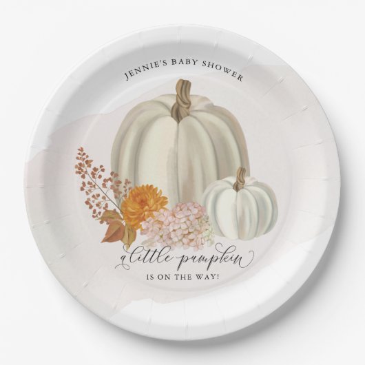 Kleiner Kürbis auf die Babydusche Pappteller (Vorderseite)