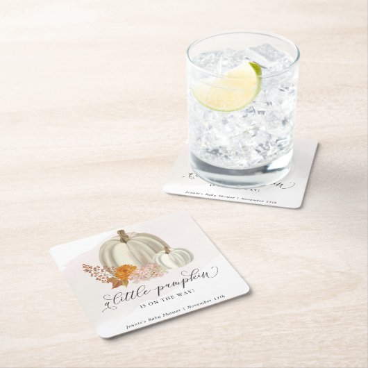 Kleiner Kürbis auf die Babydusche Rechteckiger Pappuntersetzer (Vor Ort)