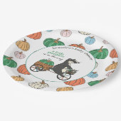 Kleiner Kürbis auf die farbenfrohe Babydusche Pappteller (Schrägansicht)