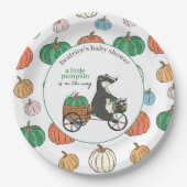 Kleiner Kürbis auf die farbenfrohe Babydusche Pappteller (Vorderseite)