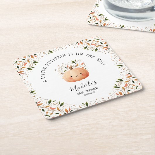 Kleiner Kürbis auf die Flora-Babydusche von Way Fa Rechteckiger Pappuntersetzer (angewinkelt)