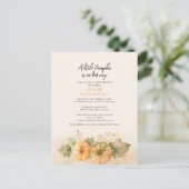 Kleiner Kürbis auf die Herbstdusche Einladungspostkarte (Stehend Vorderseite)